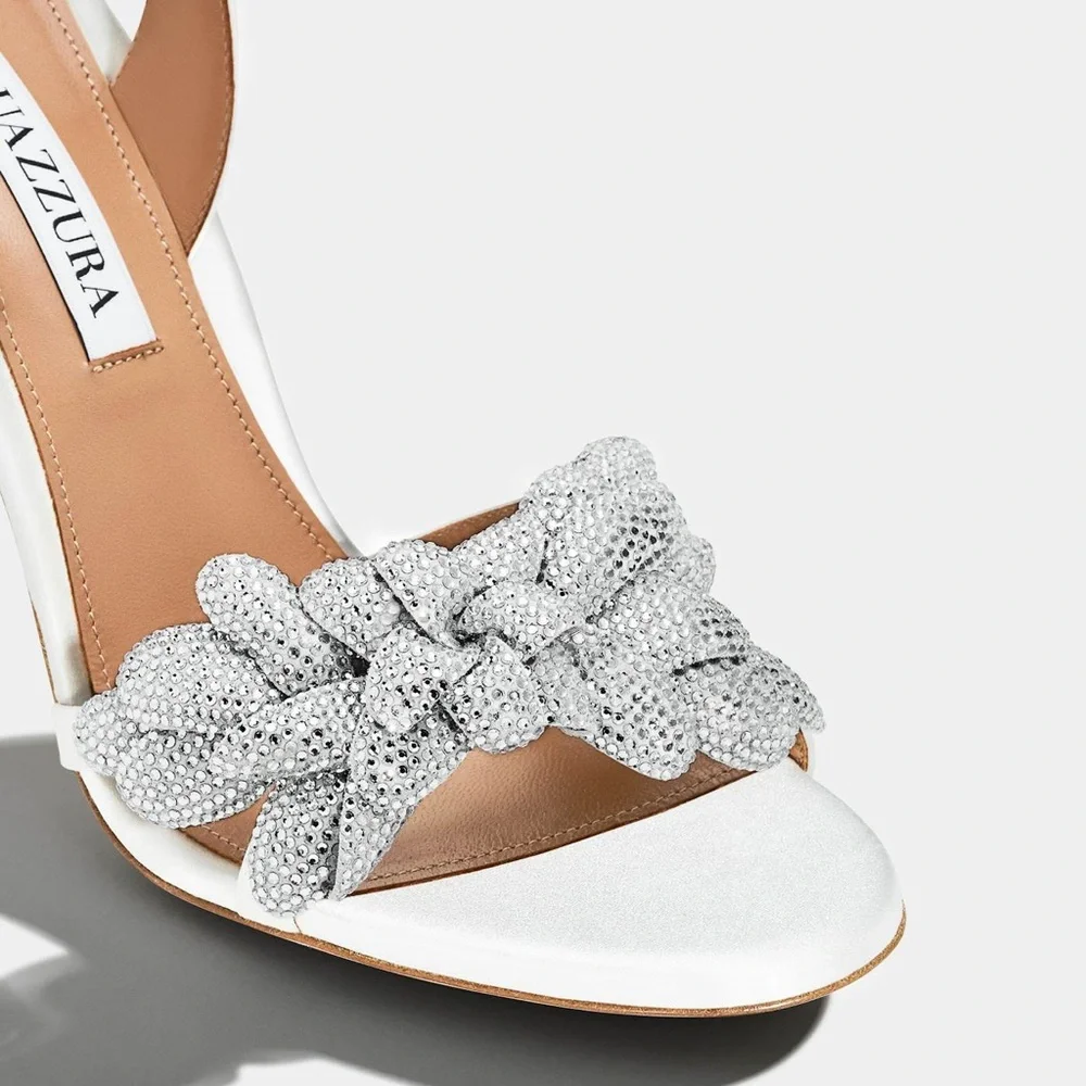 Aquazzura Galactic Flower 95 satin sandals $1,450 37.5 - Picture 5 of 14